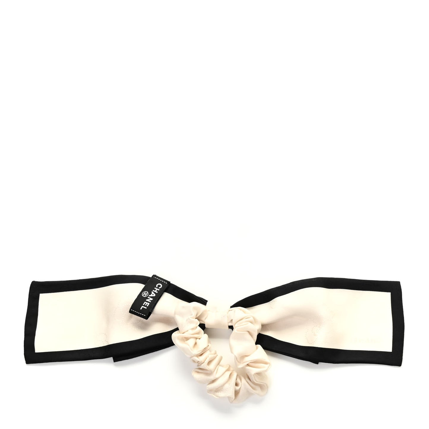 Silk Twill Hair Tie Ivory Black