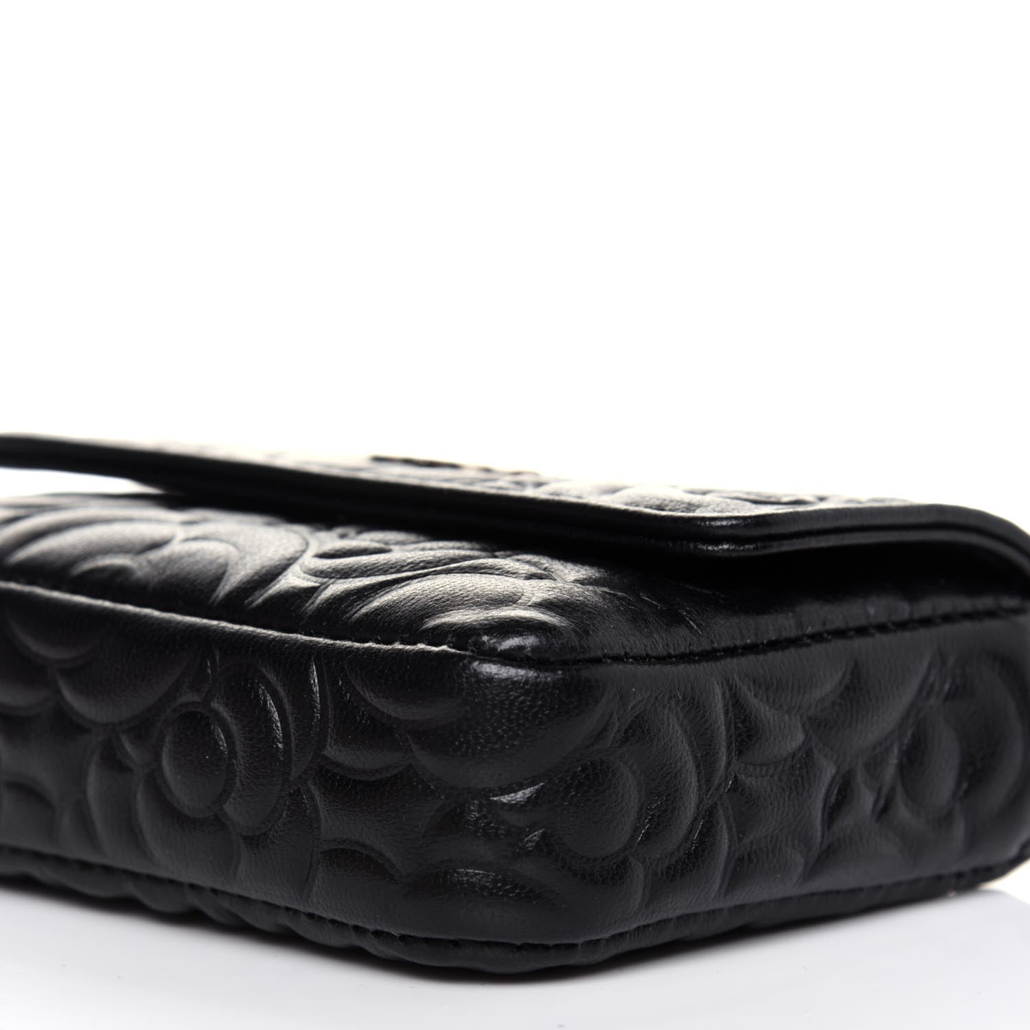 Chanel Lambskin Camellia Embossed Chain Belt Bag Black 10 of 14