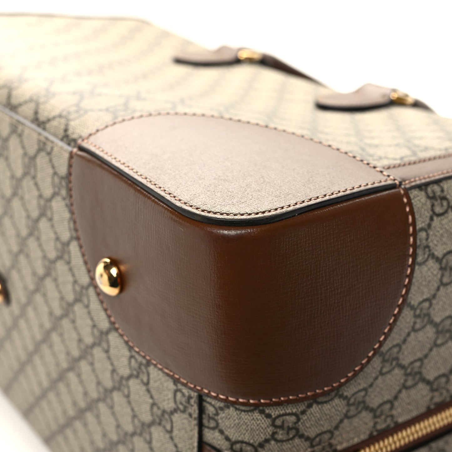 GG Supreme Monogram Azalea Calfskin Retro Interlocking G Duffle Bag Beige Ebony Brown Sugar