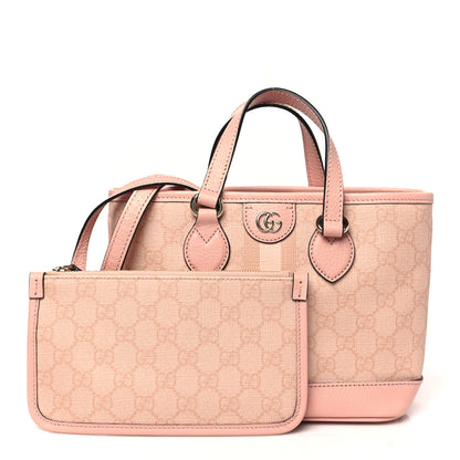 Gucci GG Supreme Monogram Textured Dollar Calfskin Mini Ophidia Shoulder Tote Bag Rose Pink 3 of 11