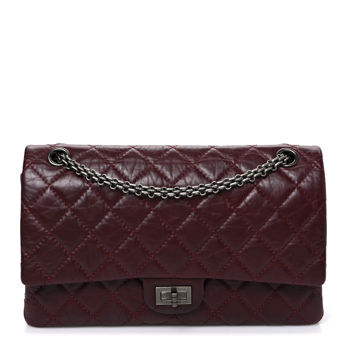 Aged Calfskin Quilted 2.55 Reissue 226 Flap Dark Burgundy