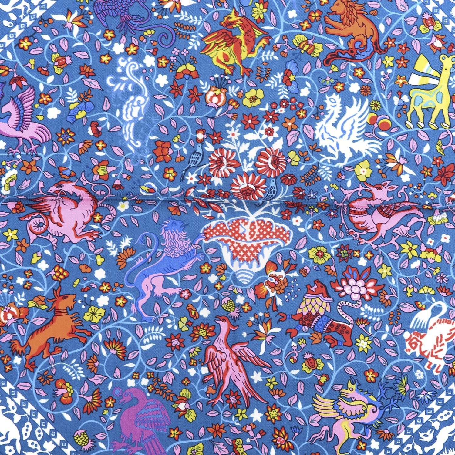 Hermes Cashmere Silk Jardins De Soie Shawl 140 Bleu Vert Rose 6 of 6
