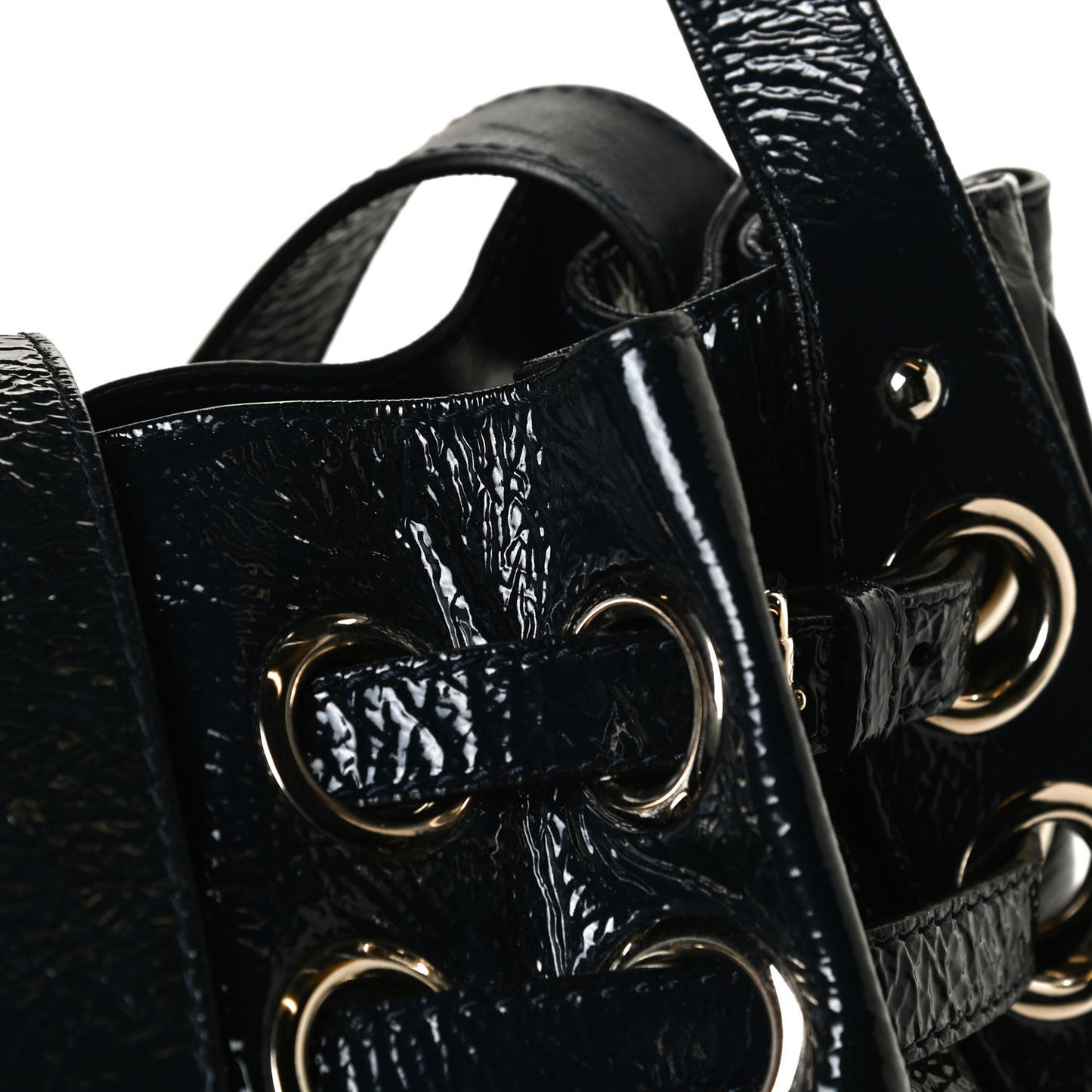 Crushed Patent Riki Bag Blue