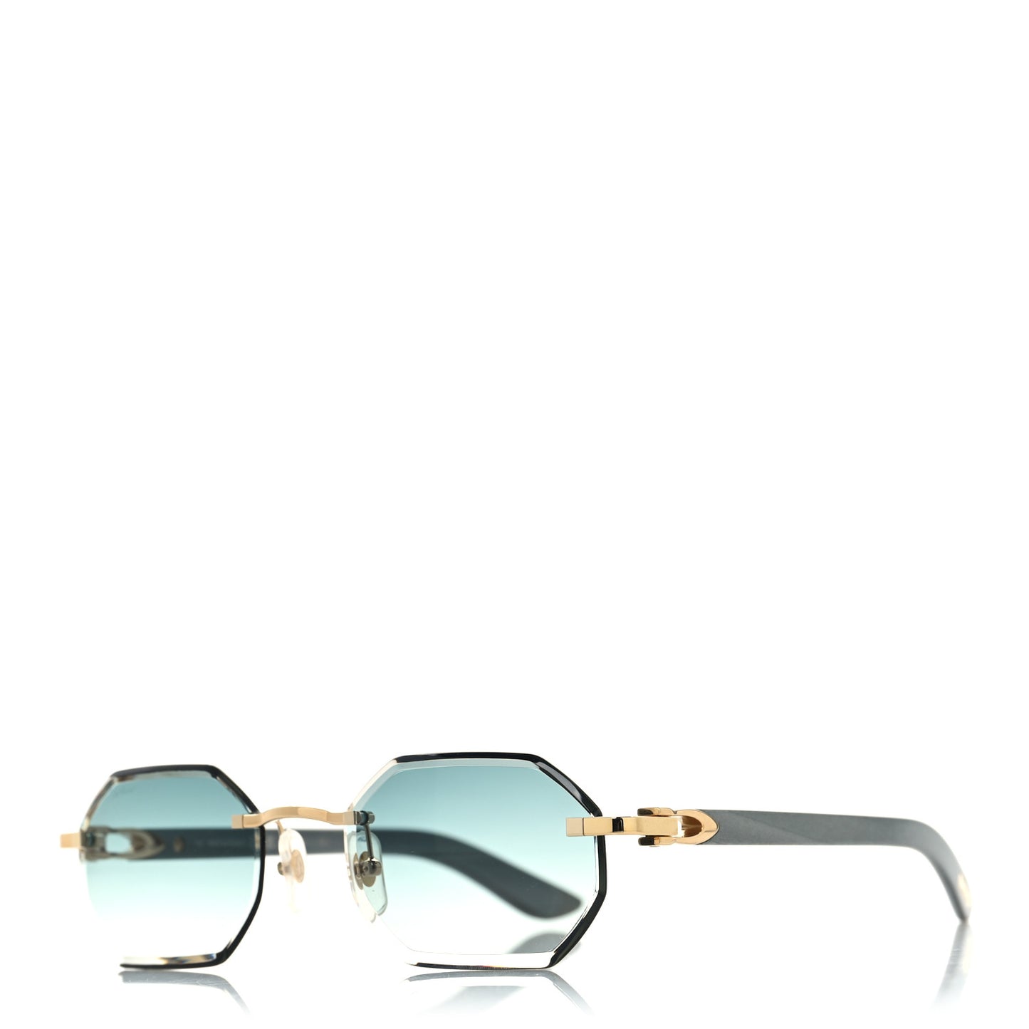 Wood Elongated C de Cartier Rimless Sunglasses Green
