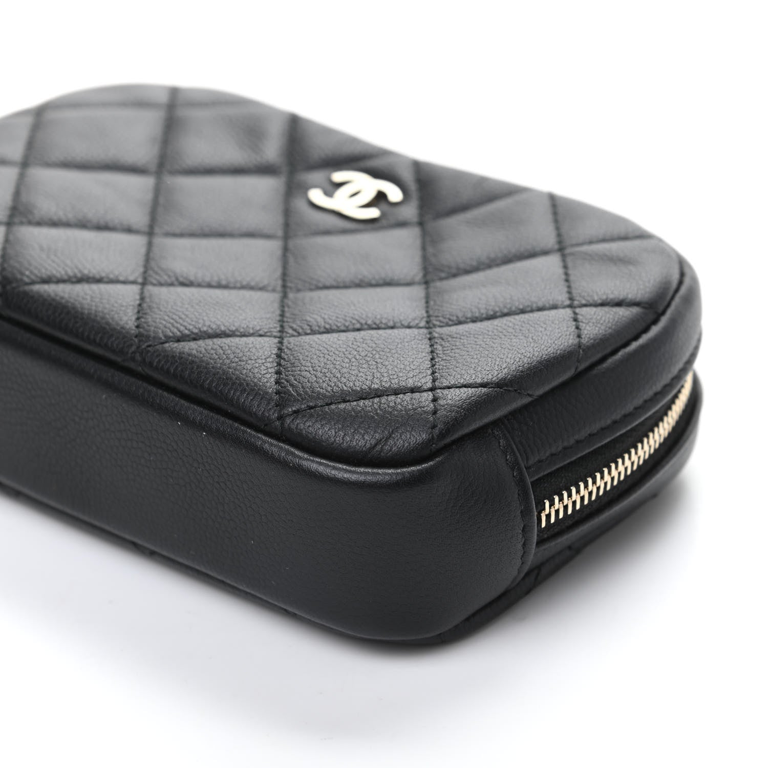 Chanel Caviar Quilted Small Curvy Pouch Cosmetic Case Black 9 of 10