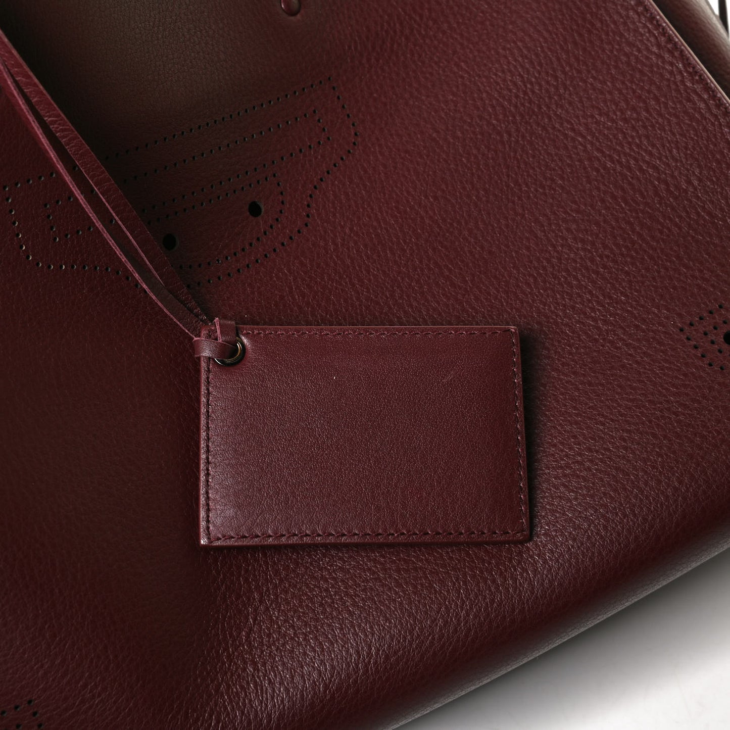 Calfskin Blackout Hardware Perforated Papier B4 Tote Burgundy