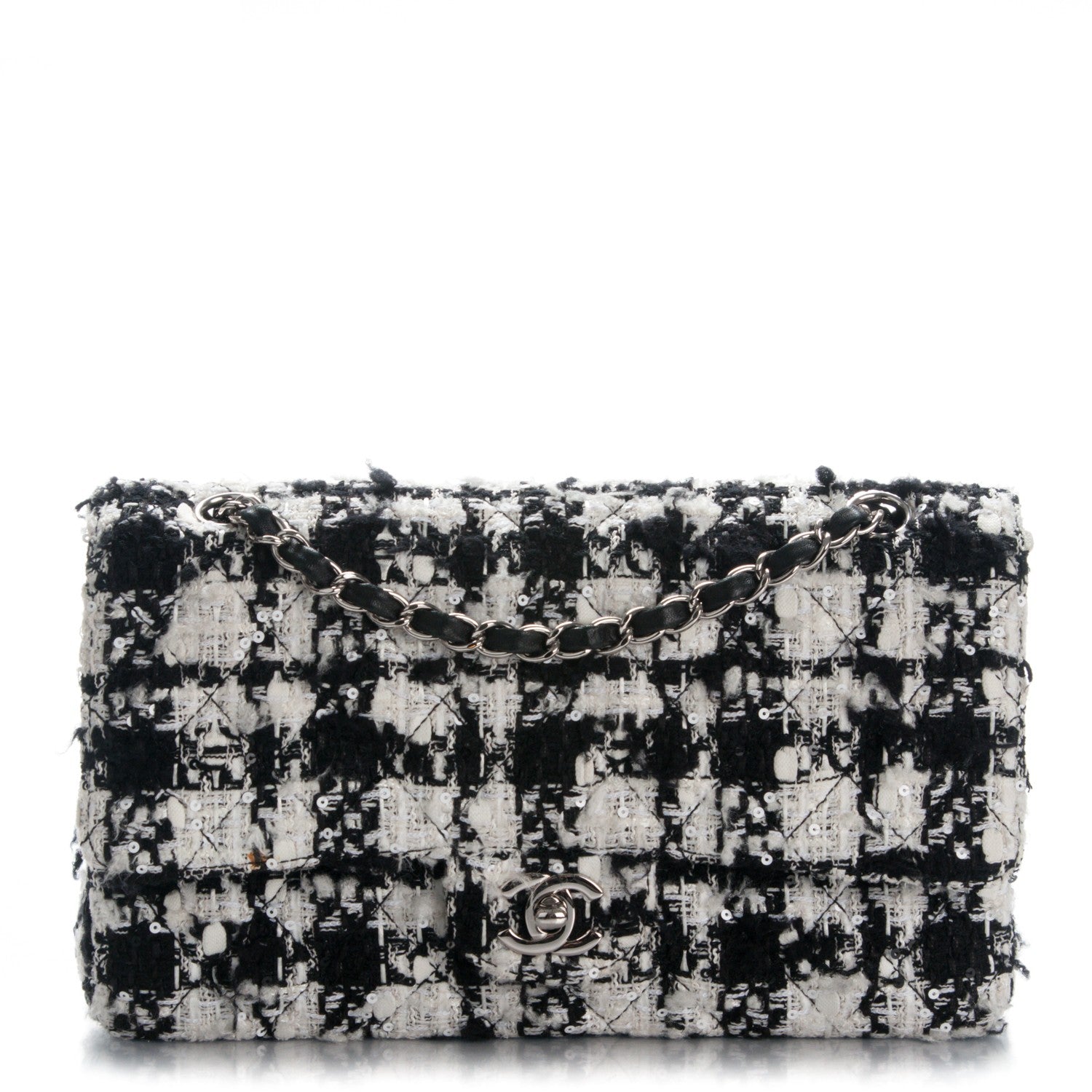 Chanel Tweed Medium Double Flap Black White 1 of 8