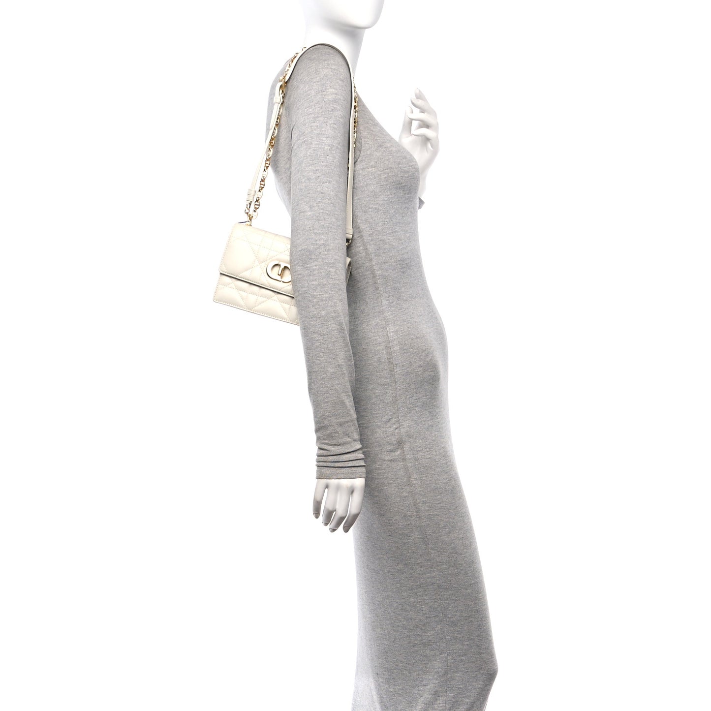 Lambskin Macrocannage Mini Miss Caro Bag Latte