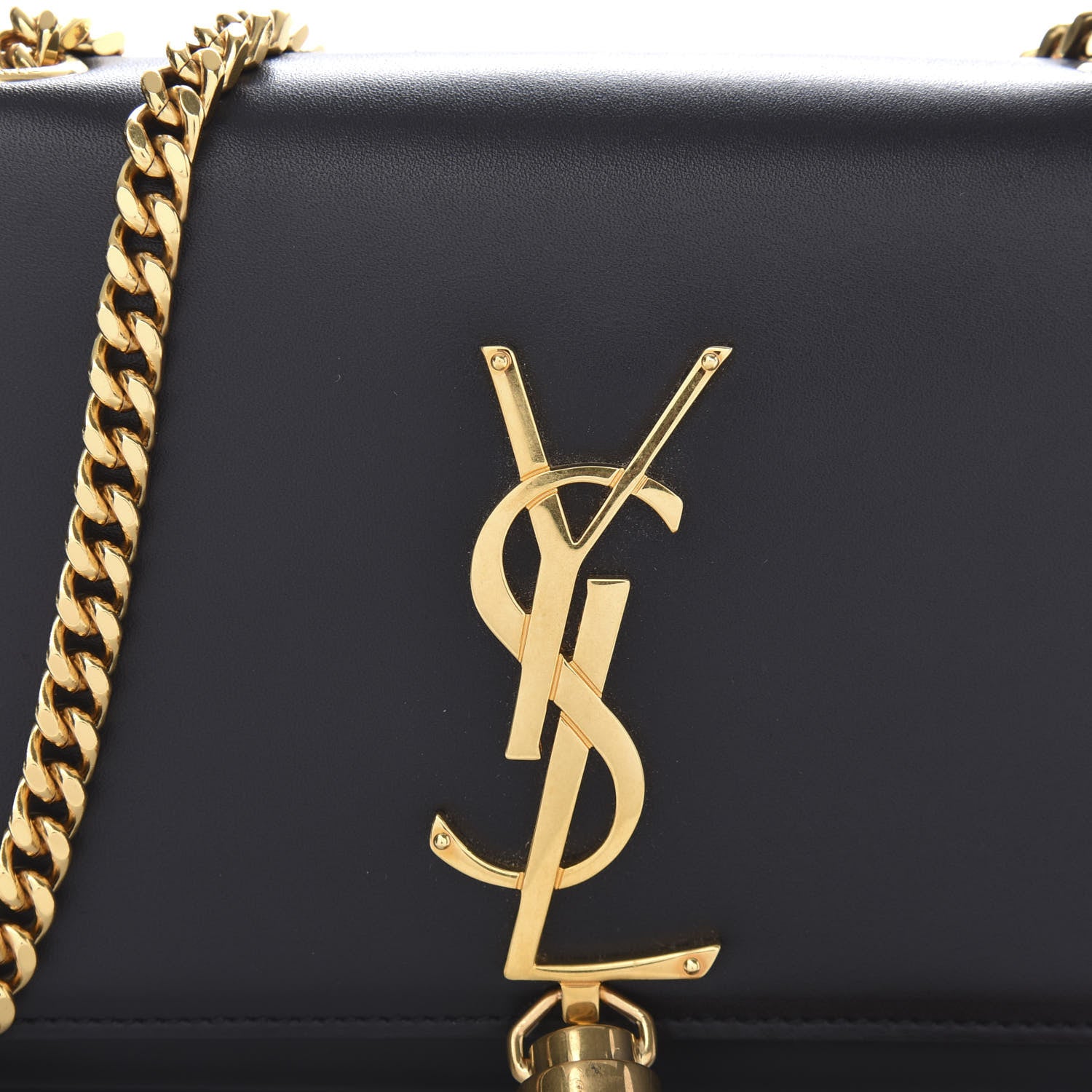 Saint Laurent Smooth Calfskin Small Classic Monogram Kate Tassel Satchel Black 9 of 9