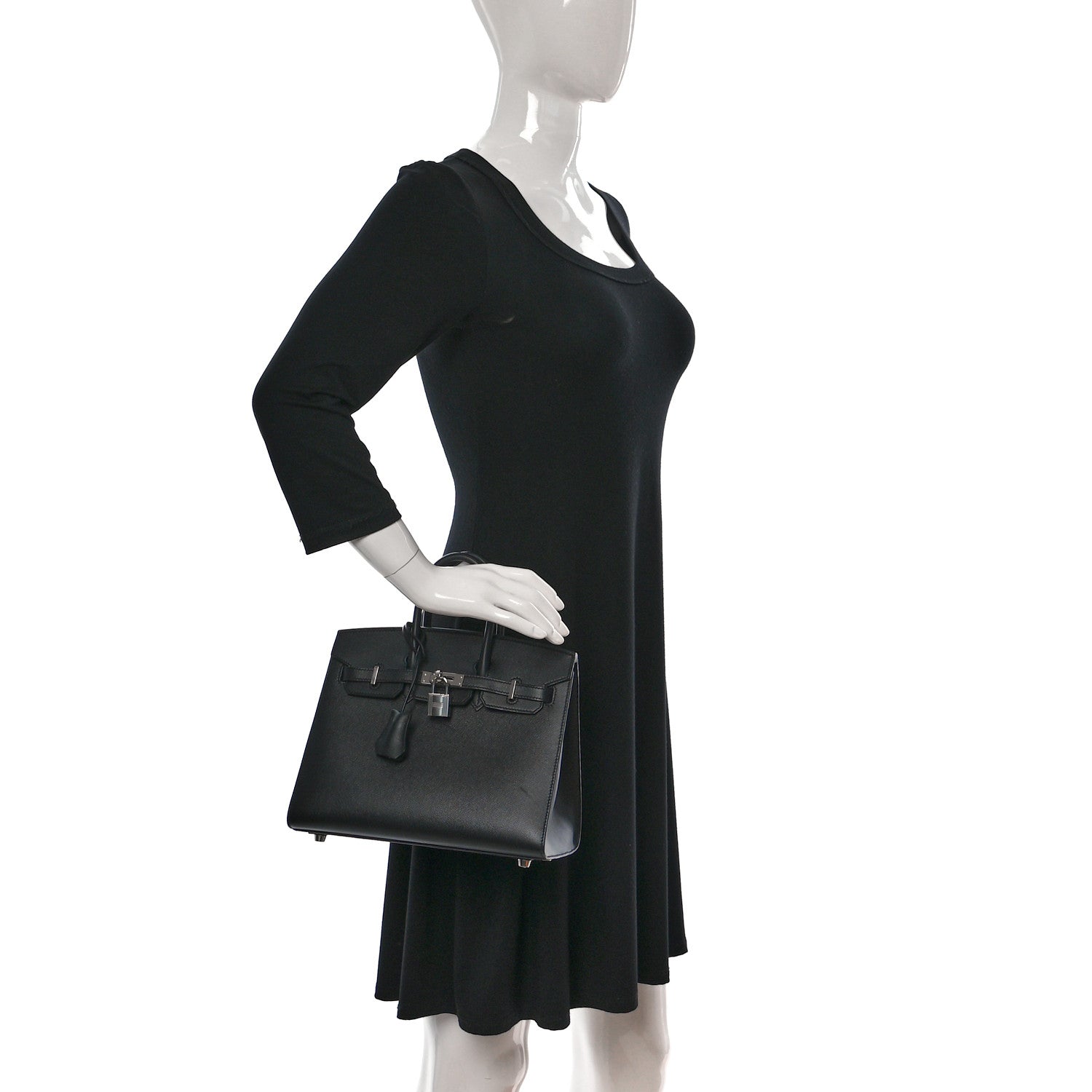 Hermes Madame Calfskin Birkin Sellier 25 Black 2 of 13