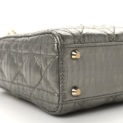 Christian Dior Metallic Snakeskin Cannage Mini Lady Dior Silver 9 of 14