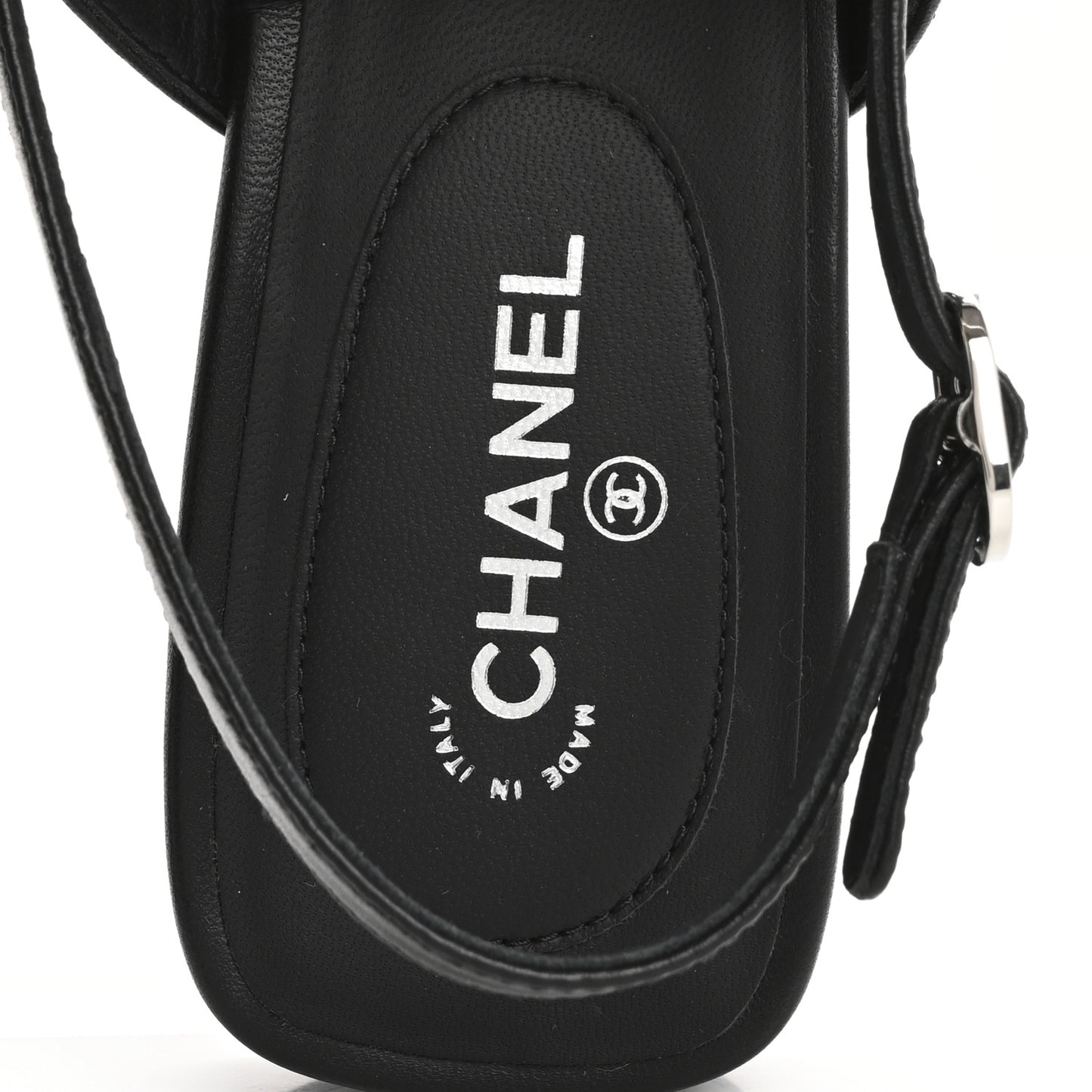 Lambskin Camellia Thong Sandals 38 Black White