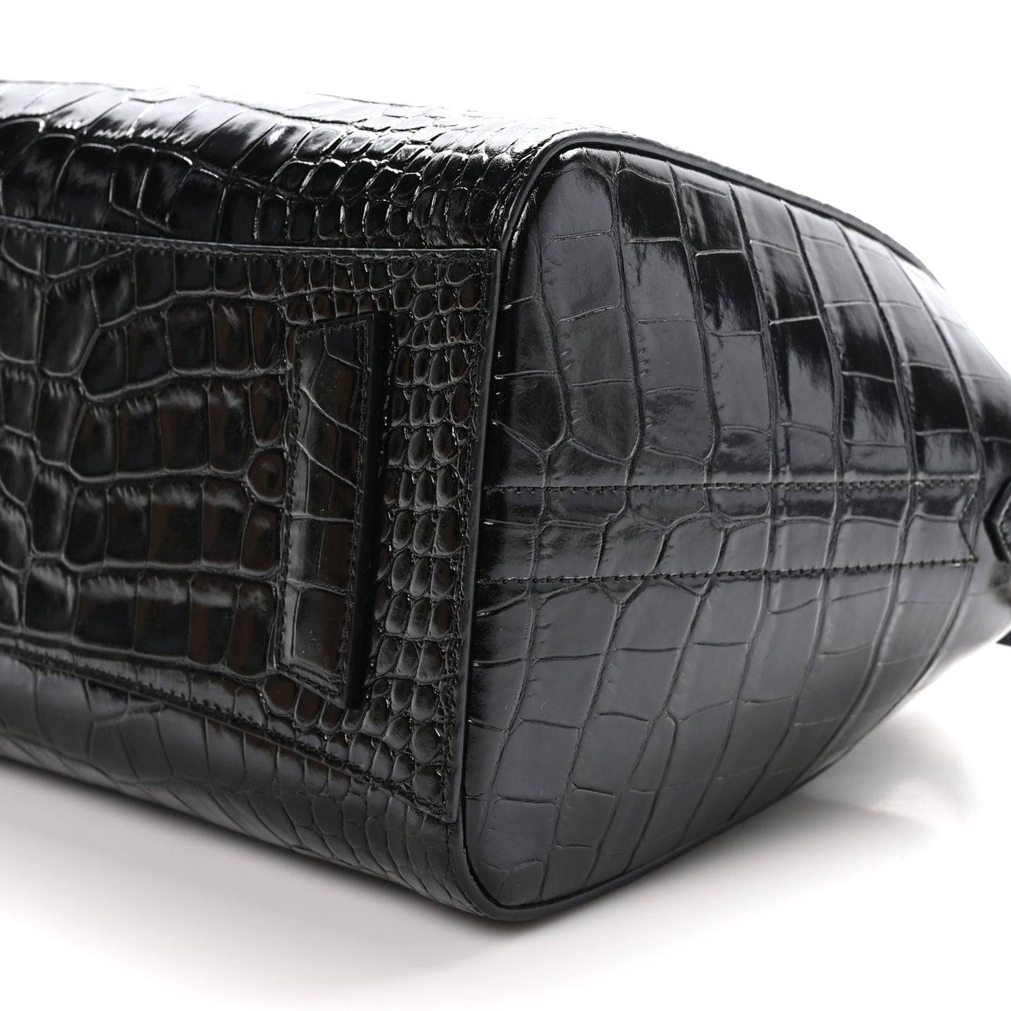 Calfskin Crocodile Embossed Small Antigona Black