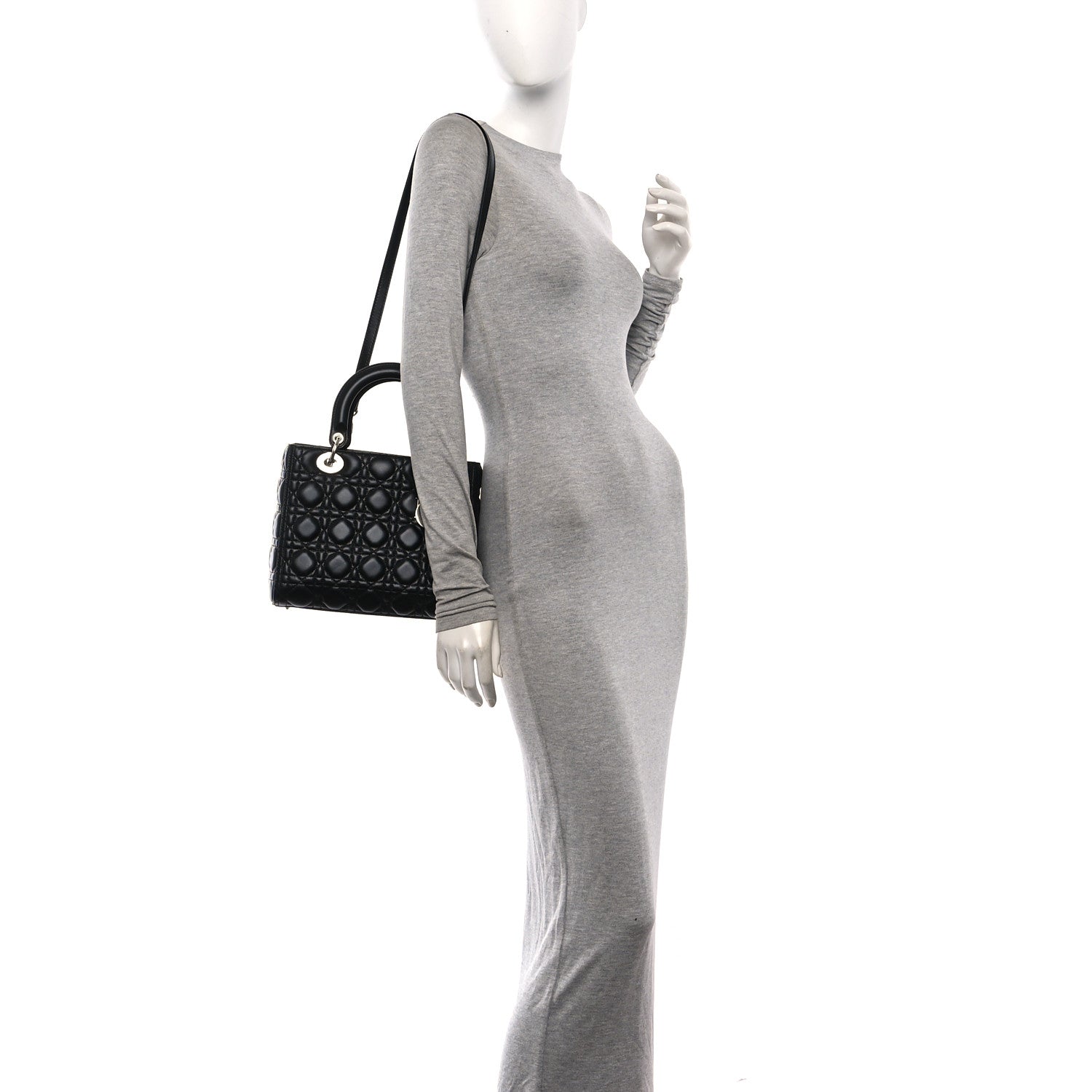 Christian Dior Lambskin Cannage Medium Lady Dior Black 2 of 10