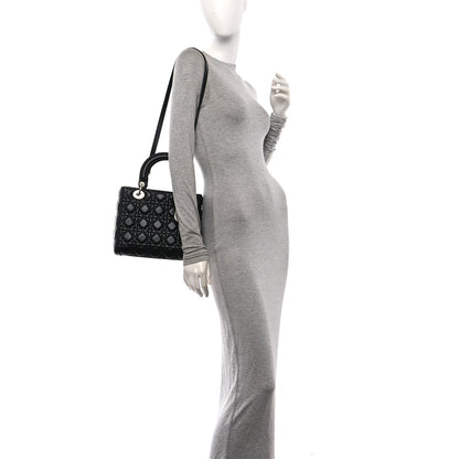 Christian Dior Lambskin Cannage Medium Lady Dior Black 2 of 10