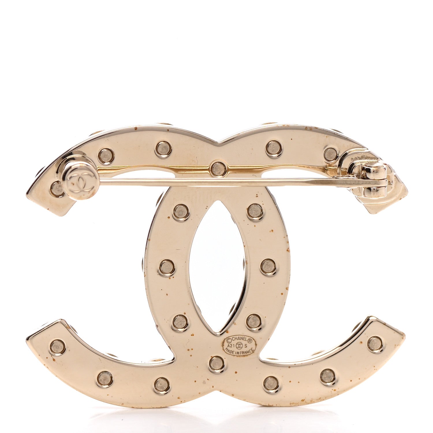 Chanel Crystal CC Brooch Gold 3 of 5