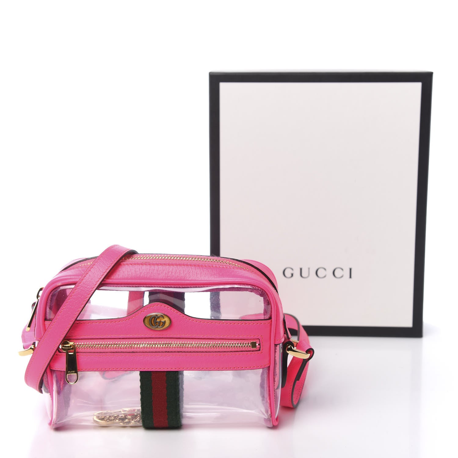 Gucci Vinyl Web Mini Ophidia Transparent Shoulder Bag Fluorescent Fuchsia 11 of 11