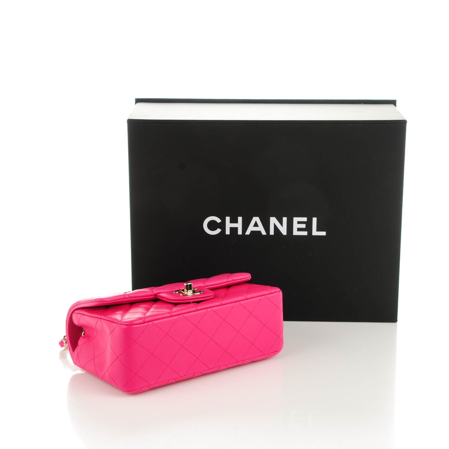 Chanel Lambskin Quilted Mini Rectangular Flap Dark Pink 4 of 8