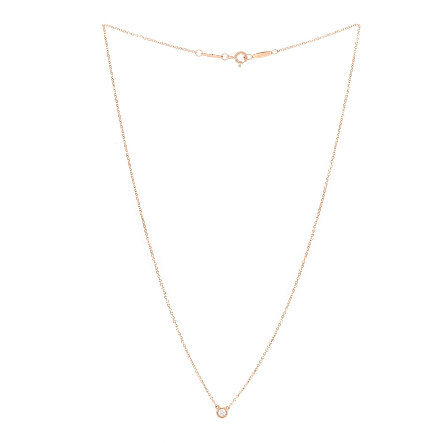 Tiffany 18K Rose Gold Diamond .07ct Elsa Peretti Diamonds by the Yard Pendant Necklace 2 of 4
