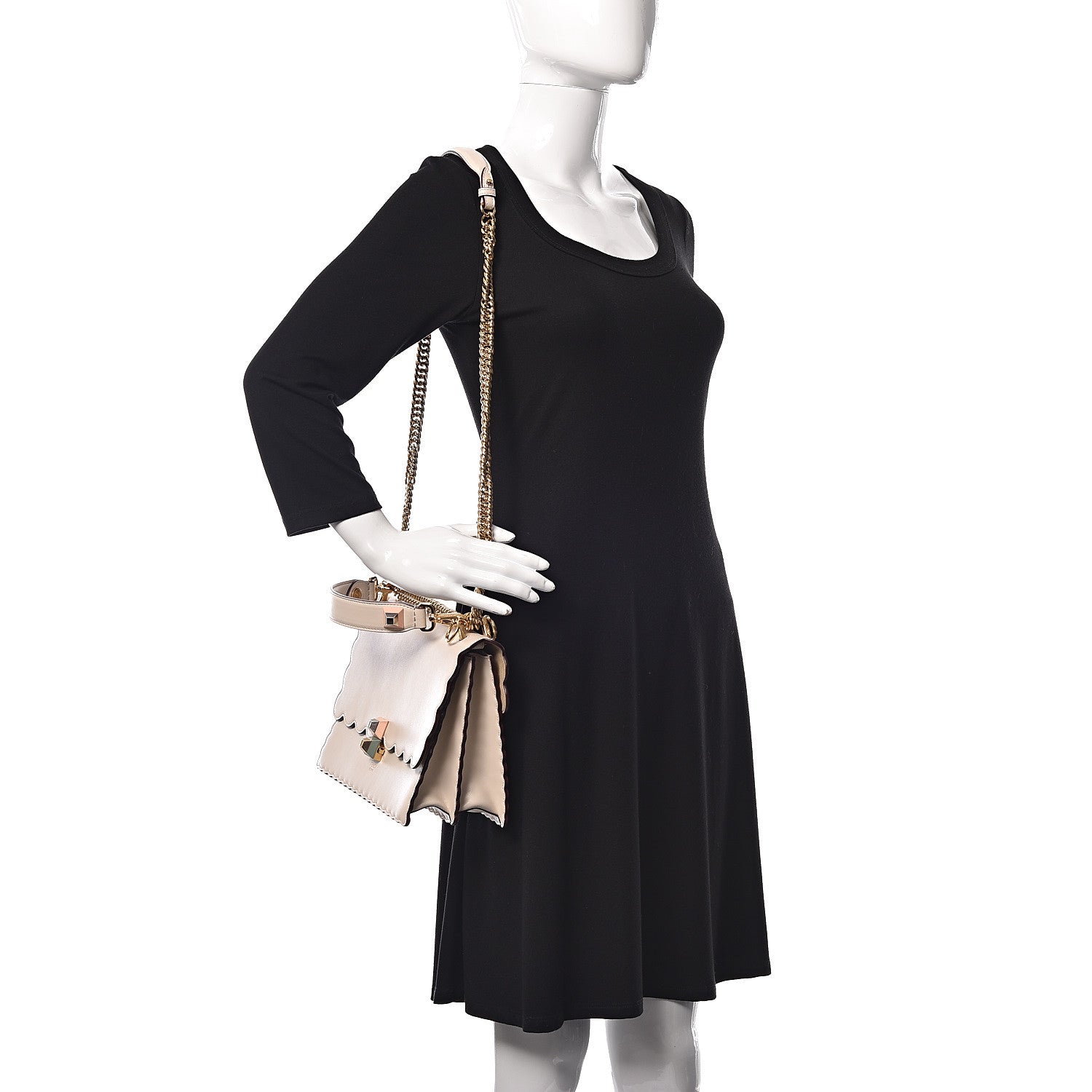 Fendi Vitello Liberty Scalloped Studded Kan I Shoulder Bag Camelia 2 of 10