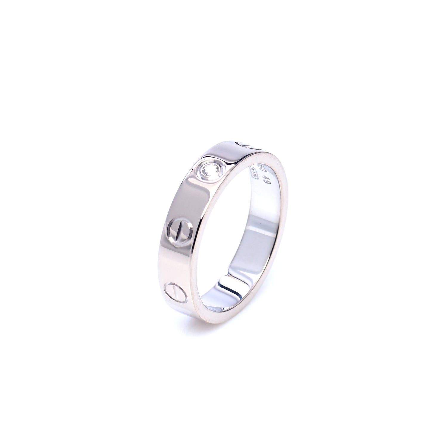 18K White Gold Diamond 4mm LOVE Wedding Band Ring 49 4.75