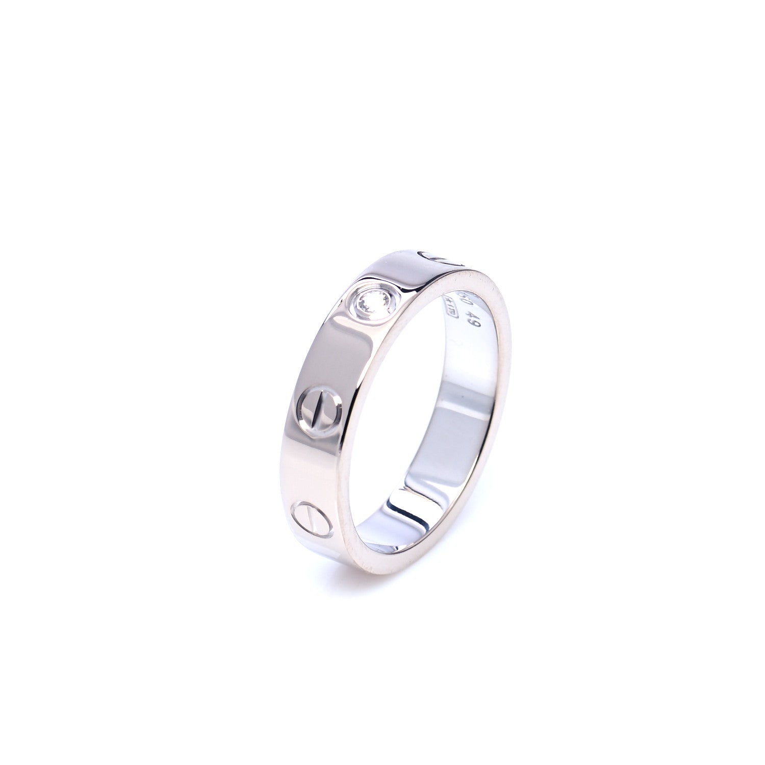 Cartier 18K White Gold Diamond 4mm LOVE Wedding Band Ring 49 4.75 4 of 6