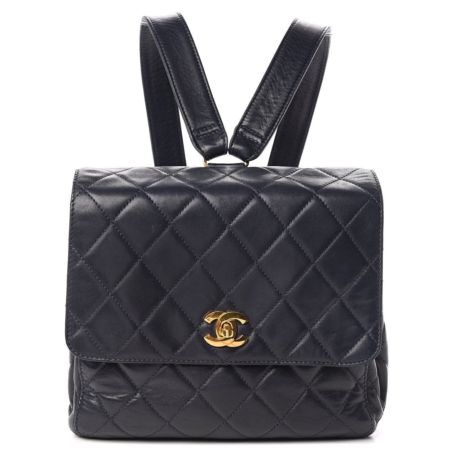 Chanel Lambskin Quilted Backpack Navy 1 of 10