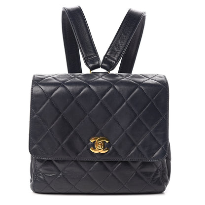 Chanel Lambskin Quilted Backpack Navy 1 of 10