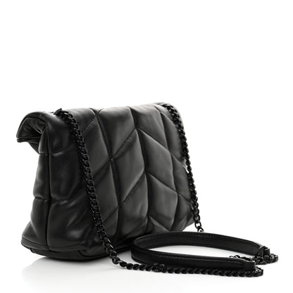Saint Laurent Lambskin Quilted Toy Loulou Puffer Monogram Monochrome Chain Satchel Black 3 of 13