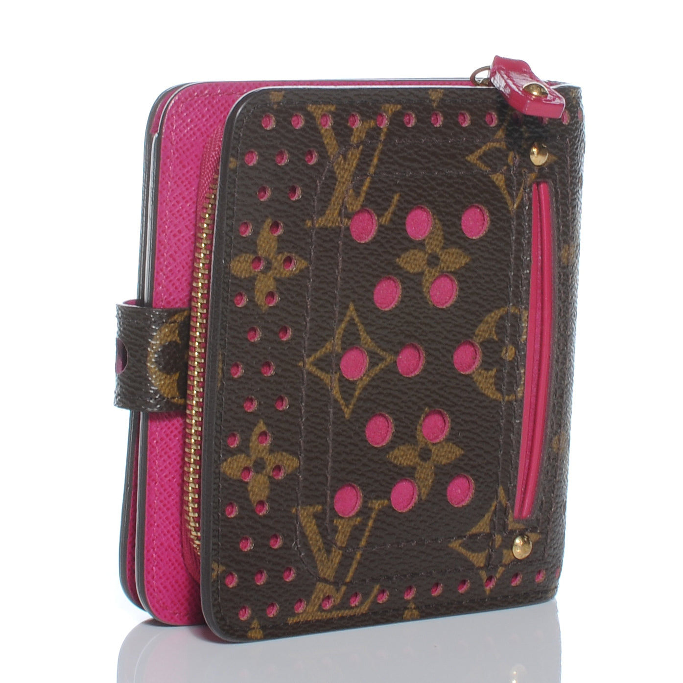 Monogram Perforated Compact Zipped Wallet Fuchsia