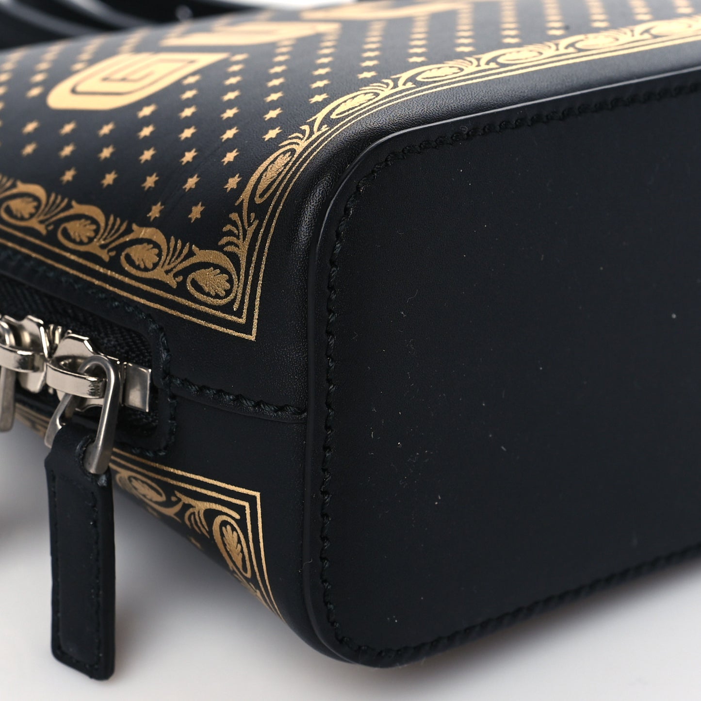 X SEGA Calfskin GUCCY Stars Mini Dome Shoulder Bag Black Gold