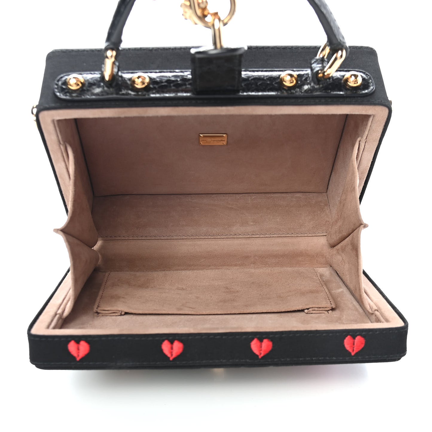 Snakeskin Calfskin Embossed Grosgrain Embroidered Family Box Bag Black Multicolor