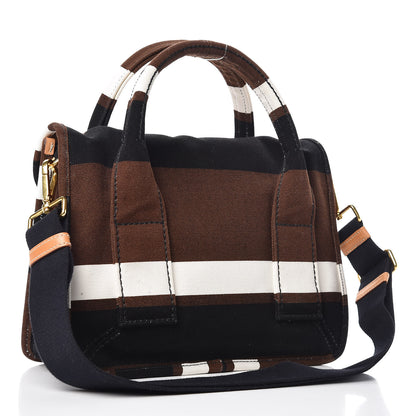 Prada Canvas Canapa Righe Striped Top Handle Satchel Tabacco 3 of 11
