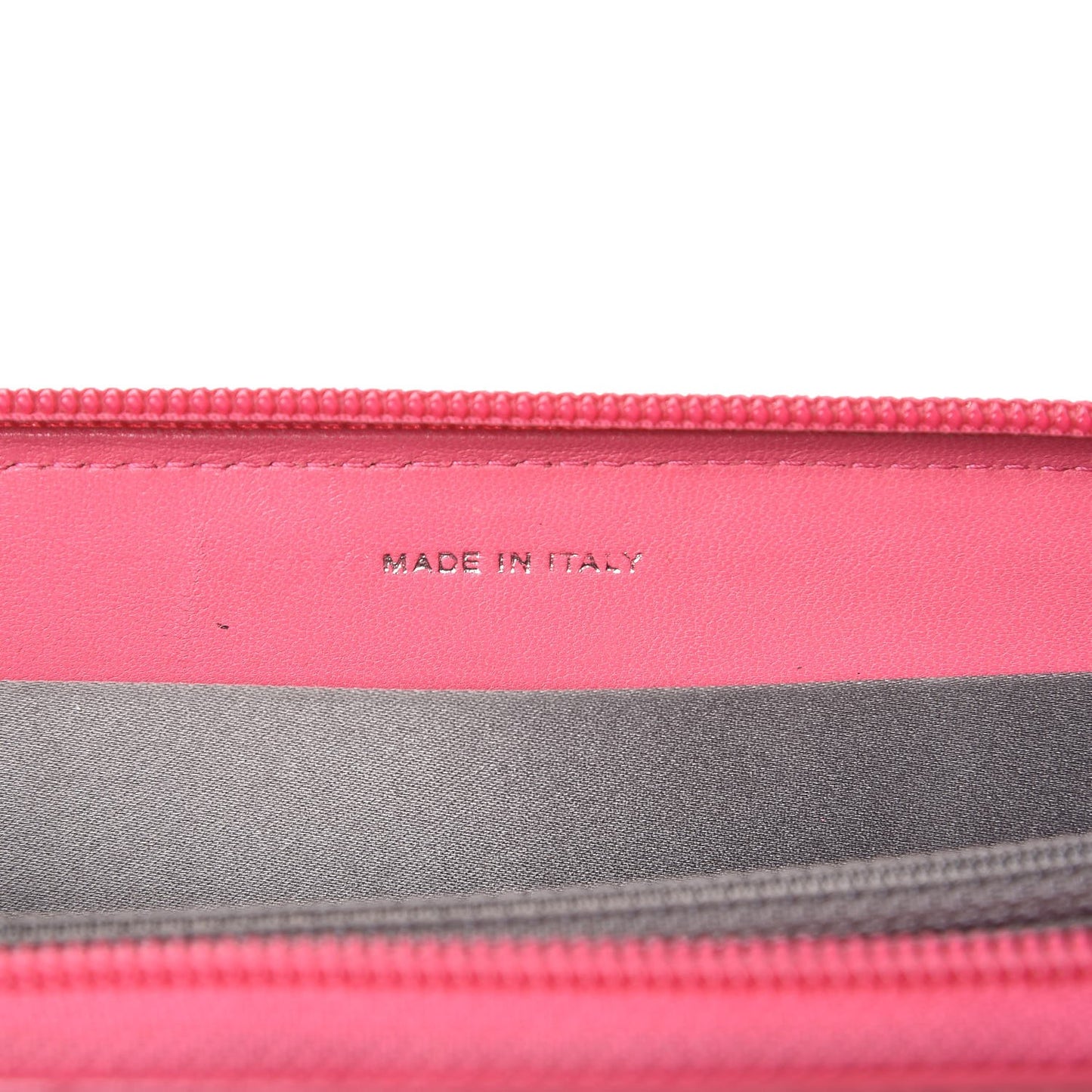 Patent Calfskin Lucky Symbols Zip Around Wallet Fuchsia