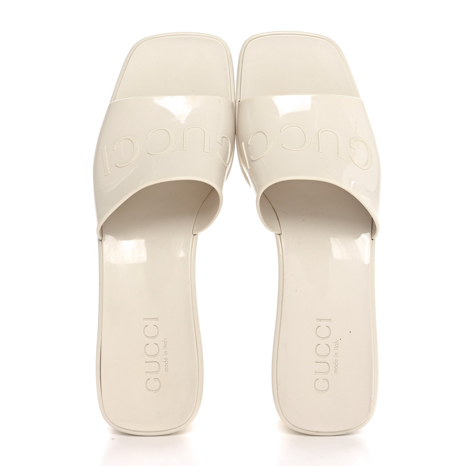 Gucci Rubber Gucci Logo Womens Platform 20/60mm Slide Sandals 37 Mystic White 2 of 9