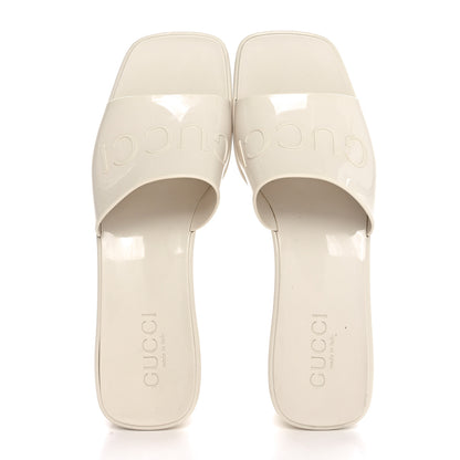 Gucci Rubber Gucci Logo Womens Platform 20/60mm Slide Sandals 37 Mystic White 2 of 9