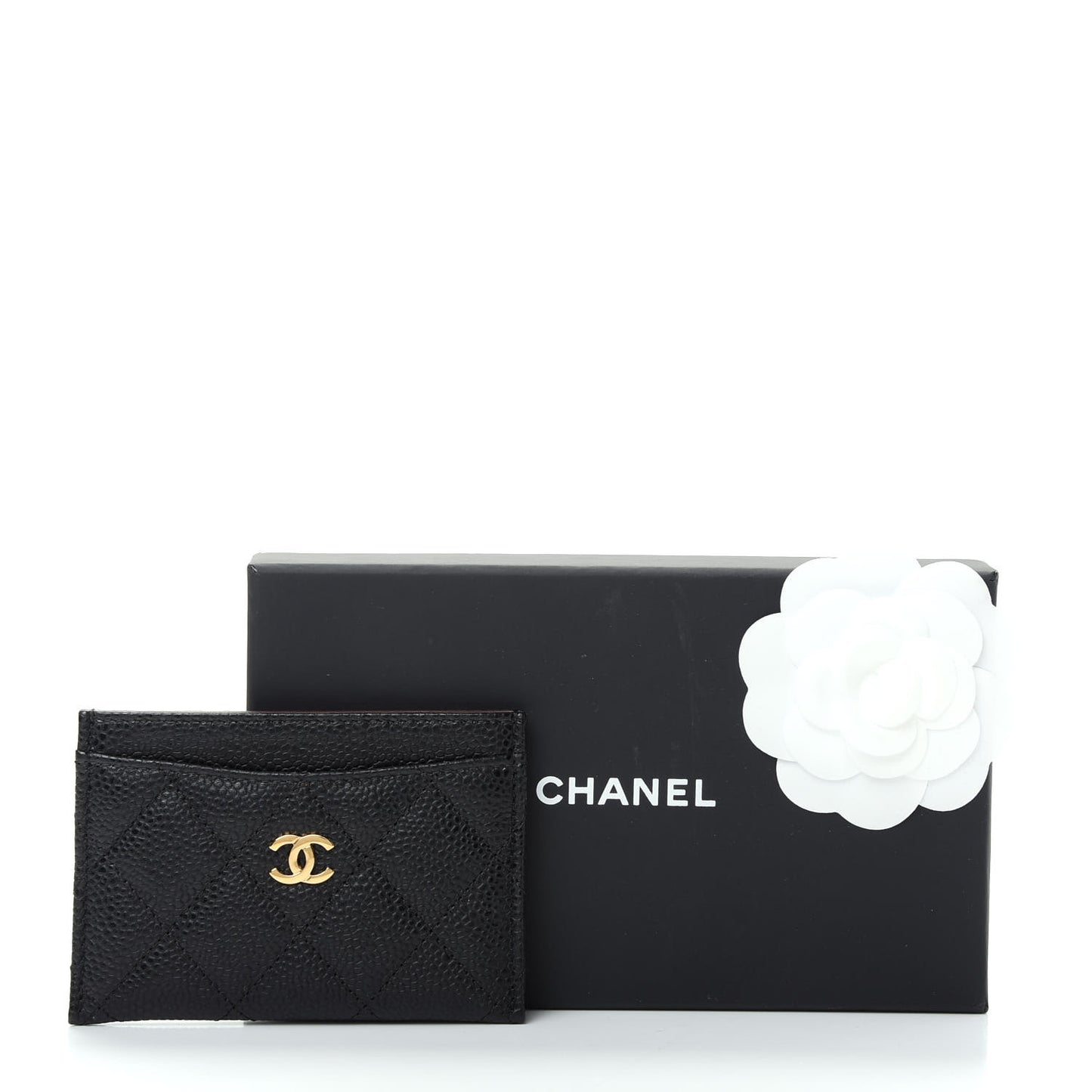 Caviar Quilted Card Holder Black