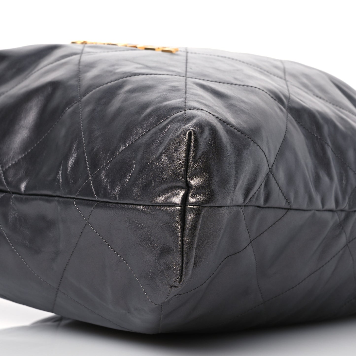 Shiny Calfskin Quilted Large Chanel 22 Grey