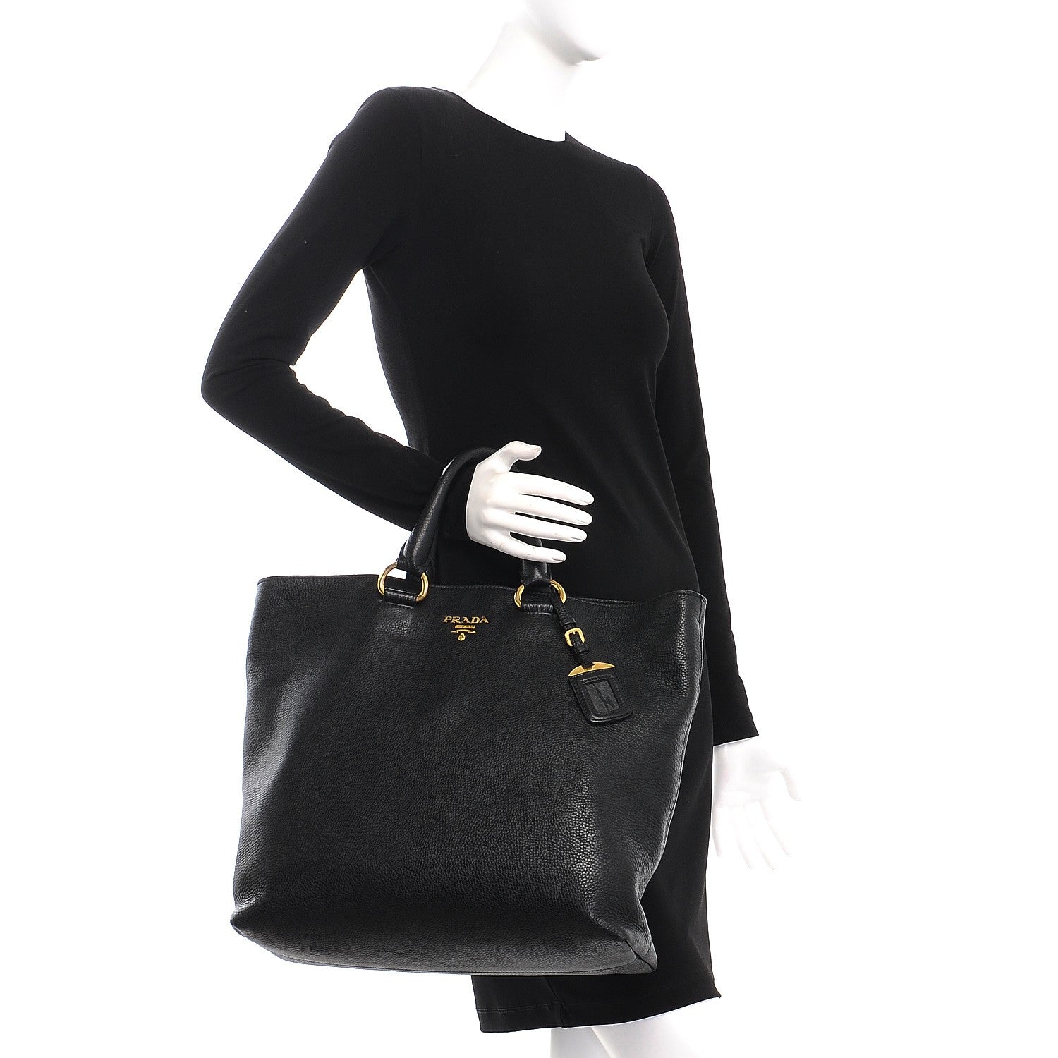 Prada Vitello Daino Tote Nero Black 3 of 14