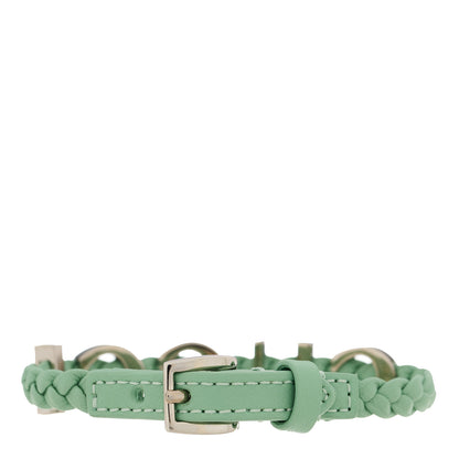 Gucci Calfskin Braided 'Gucci' Logo Bracelet S Green Silver 2 of 5