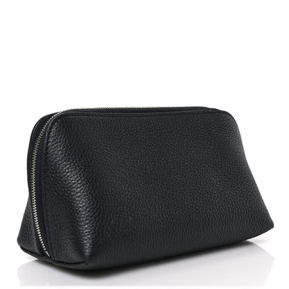 Celine Textured Calfskin Cosmetic Pouch Bag Black 3 of 8