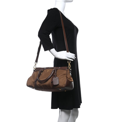 Prada Nylon Tessuto Soft Calf Tote Corinto 2 of 12
