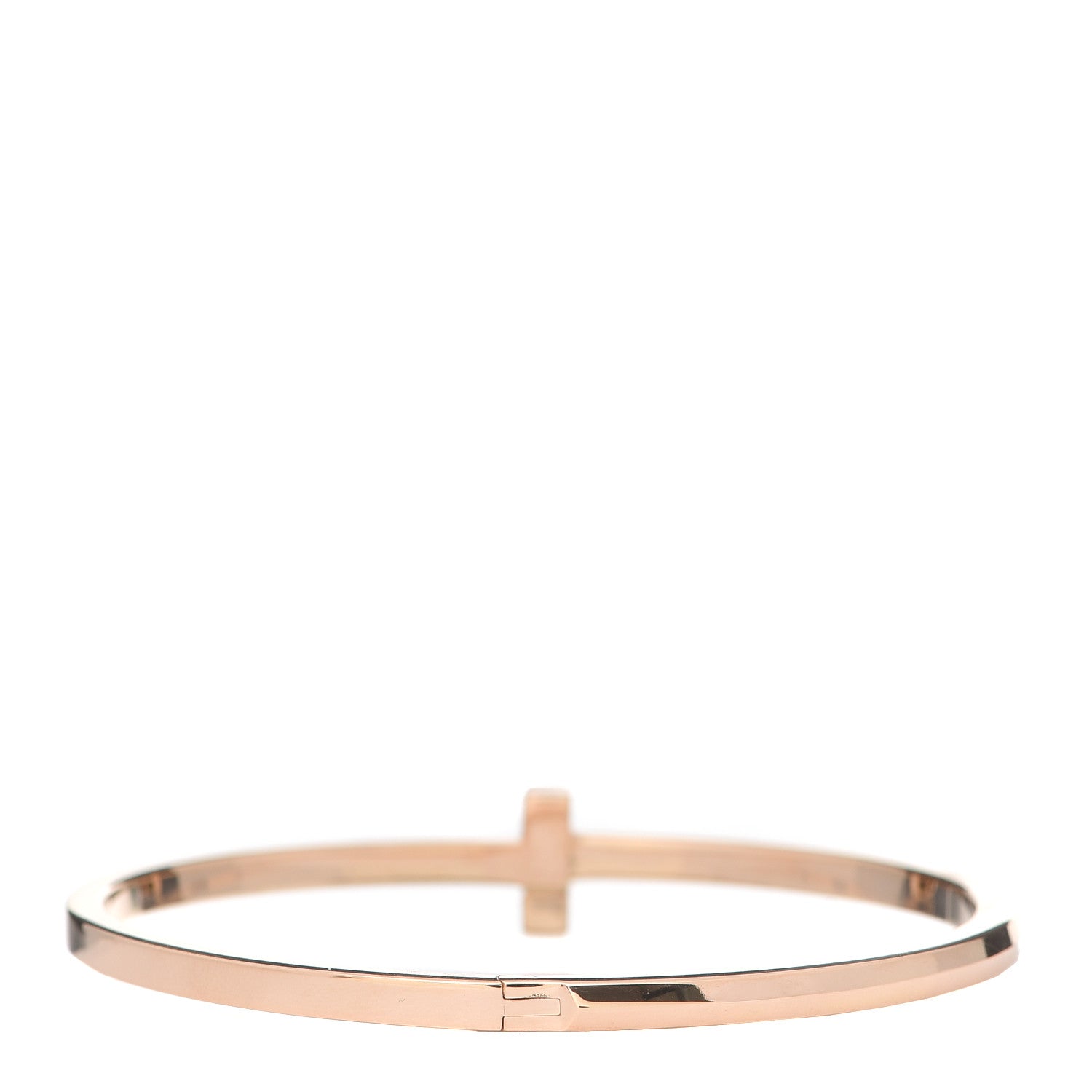 Tiffany 18K Rose Gold Narrow T T1 Hinged Bangle Bracelet 3 of 6