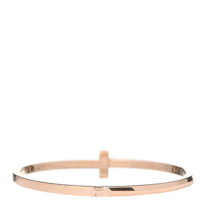 Tiffany 18K Rose Gold Narrow T T1 Hinged Bangle Bracelet 3 of 6