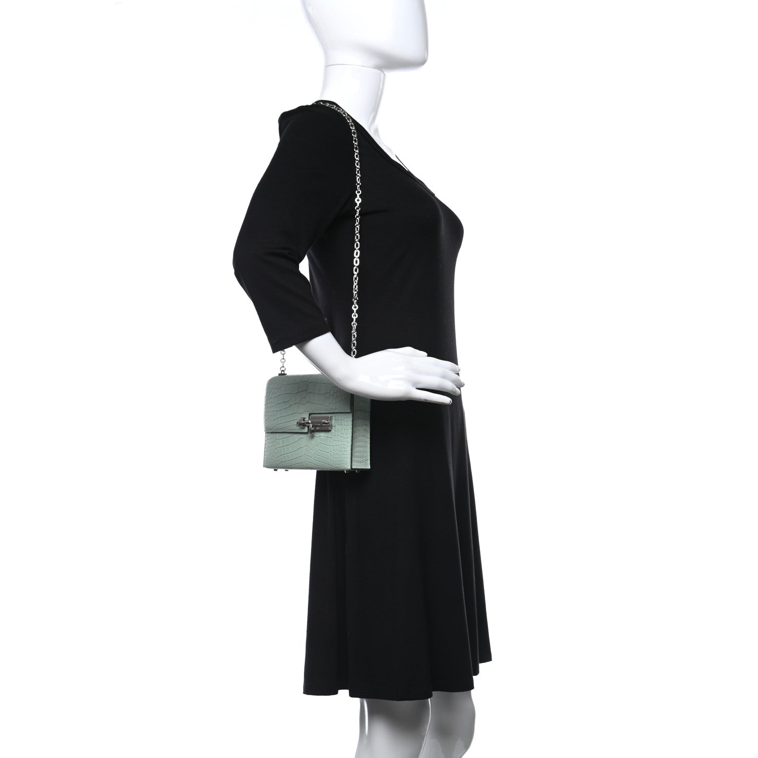 Hermes Matte Alligator Mini Verrou Chaine Bag Vert d’eau 2 of 9