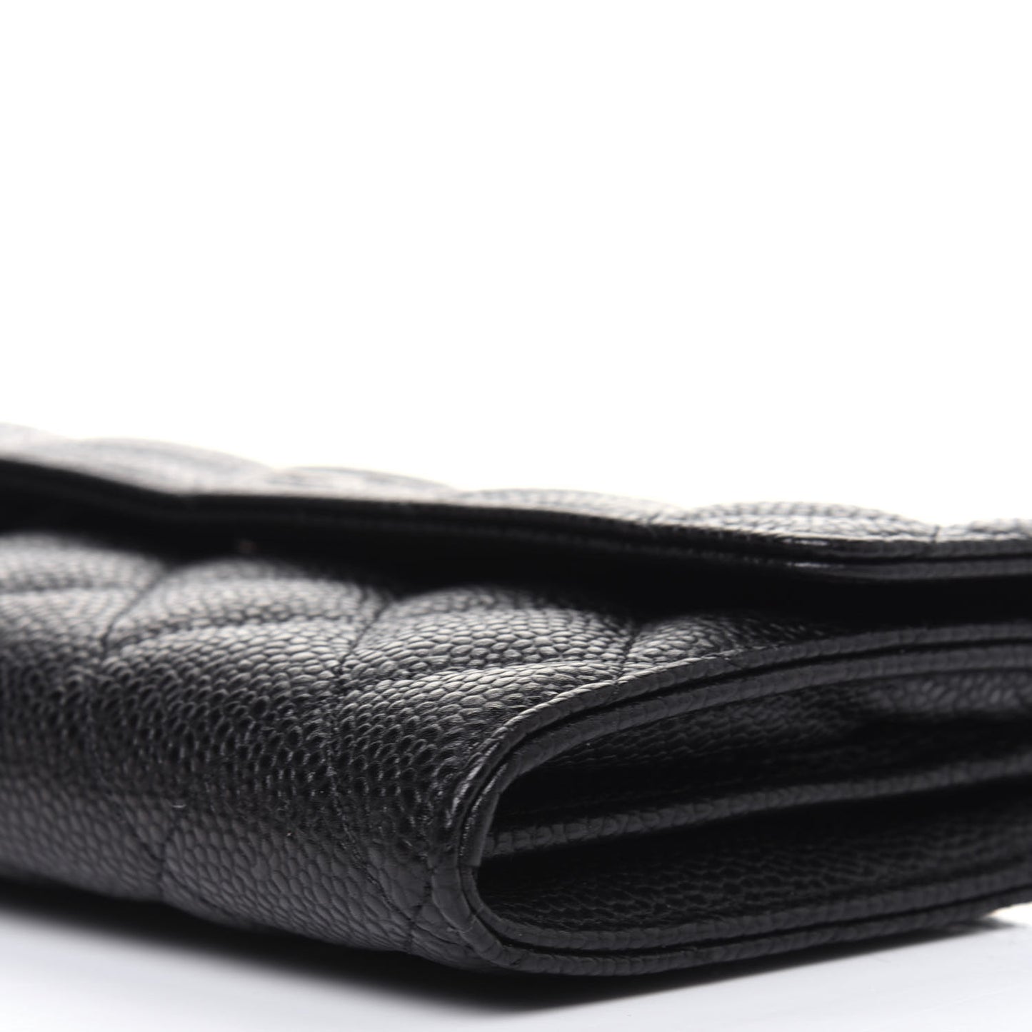 Caviar Quilted Large Gusset Flap Wallet Black