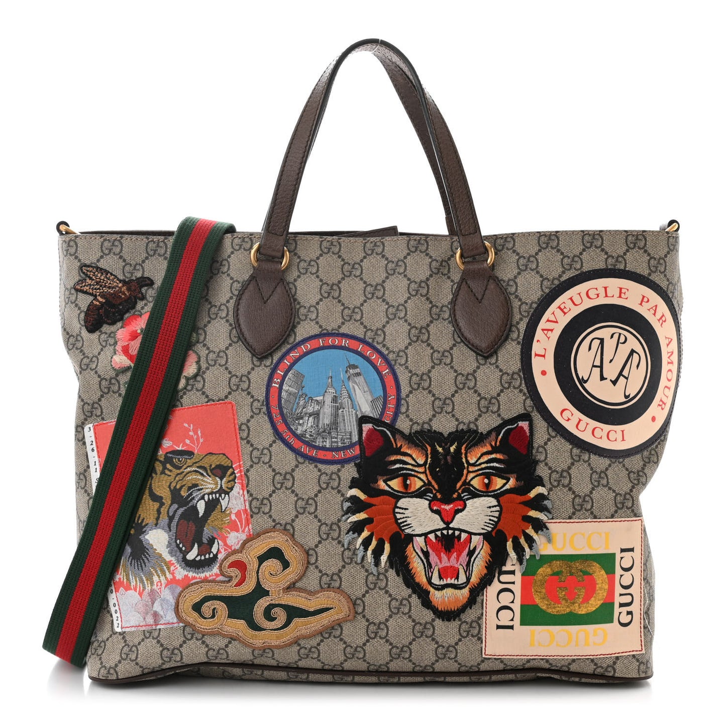 Soft GG Supreme Monogram Courrier Medium Crossbody Tote Beige New Acero