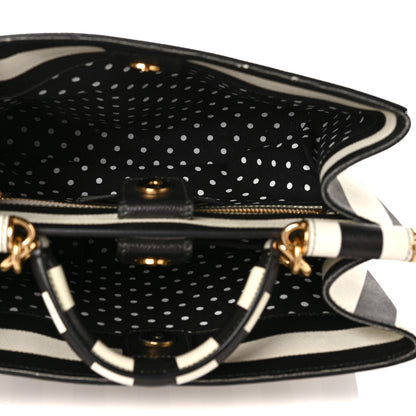 Dolce & Gabbana Dauphine Striped Top Handle Satchel Black White 4 of 7