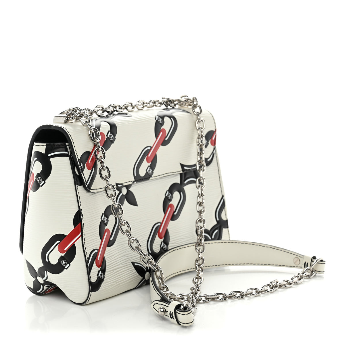 Epi Chain Flower Twist Shoulder Bag MM White