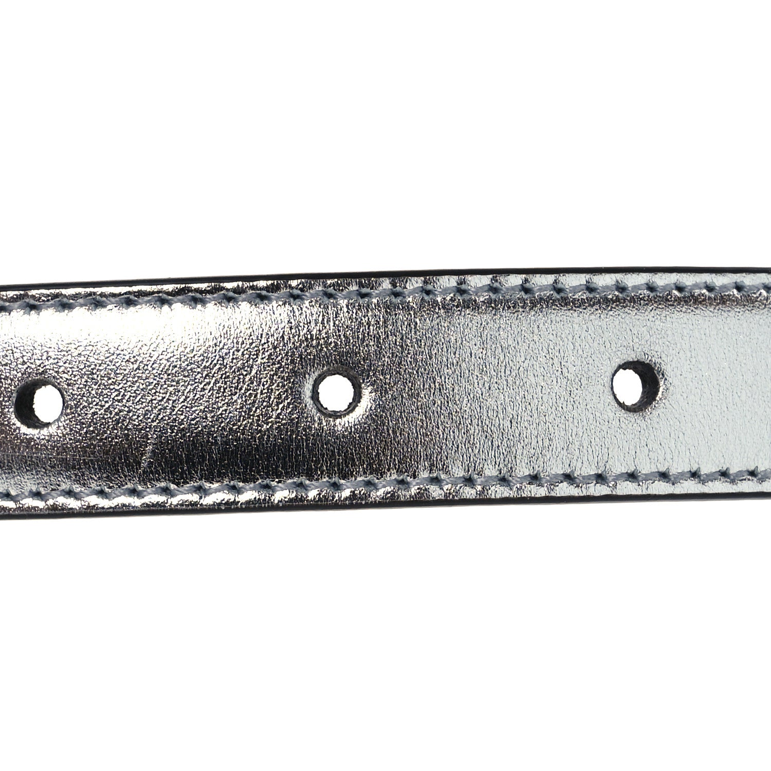 Gucci Metallic Calfskin Crystal Double G 20mm Belt 80 32 Silver 3 of 6